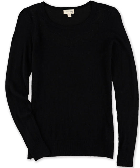 Suéter feminino Maison Jules com gola redonda, preto, tamanho 2, extra grande