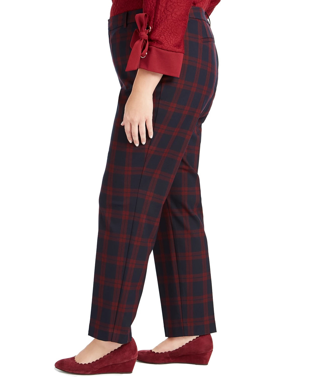 Calça feminina xadrez justa Charter Club azul tamanho 26W