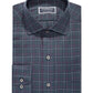 Camisa social masculina Club Room Classic/Regular Fit em sarja elástica multicolorida Tattersall, azul, tamanho 32-33