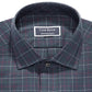 Camisa social masculina Club Room Classic/Regular Fit em sarja elástica multicolorida Tattersall, azul, tamanho 32-33