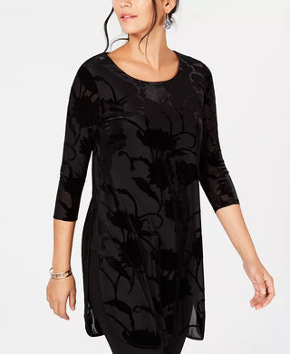 Túnica feminina Alfani Velvet Burnout, vinho, tamanho X-S