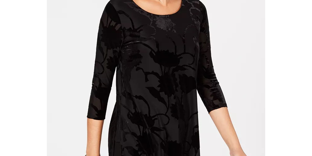 Túnica feminina Alfani Velvet Burnout, vinho, tamanho X-S