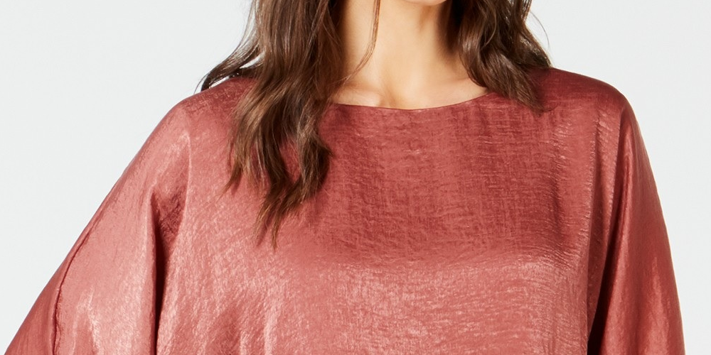 Blusa feminina Alfani de cetim com manga dolman e bolhas, tamanho médio, rosa, extra grande