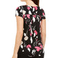 Camiseta feminina Alfani com estampa floral, preta, tamanho médio