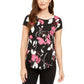 Camiseta feminina estampada Alfani, tamanho vinho, extra pequeno