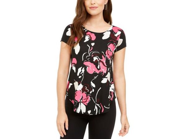 Camiseta feminina estampada Alfani, tamanho vinho, extra pequeno