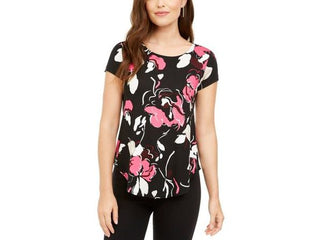 Camiseta feminina estampada Alfani, tamanho vinho, extra pequeno