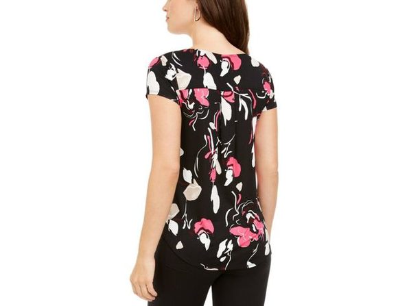 Camiseta feminina estampada Alfani, tamanho vinho, extra pequeno
