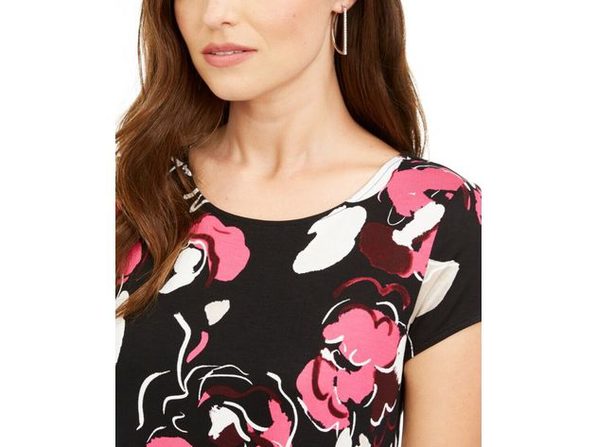 Camiseta feminina estampada Alfani, tamanho vinho, extra pequeno