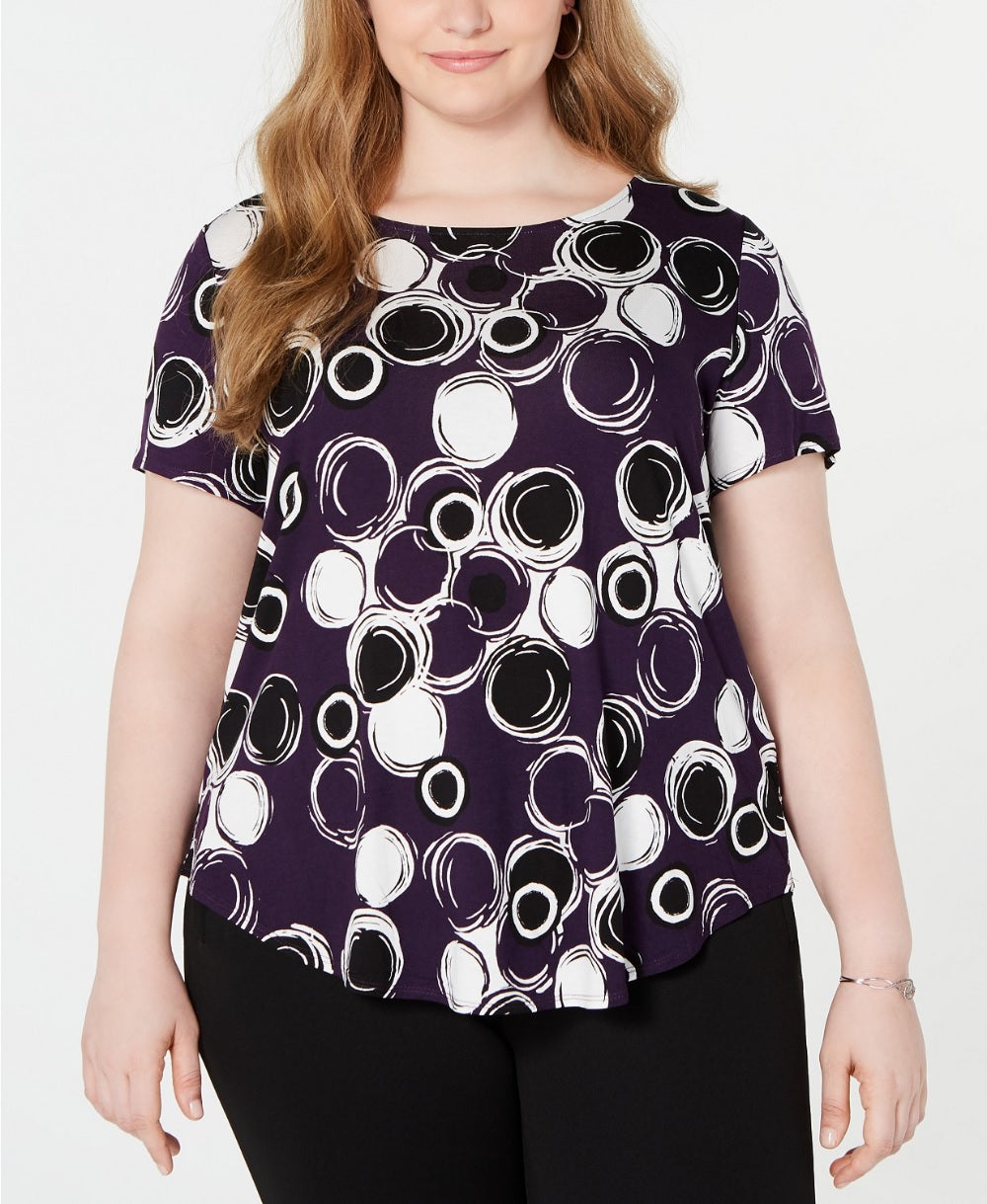Camiseta feminina estampada Alfani com argola em formato de figo e tamanho extra grande