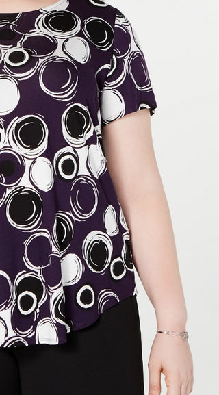 Camiseta feminina estampada Alfani com argola em formato de figo e tamanho extra grande