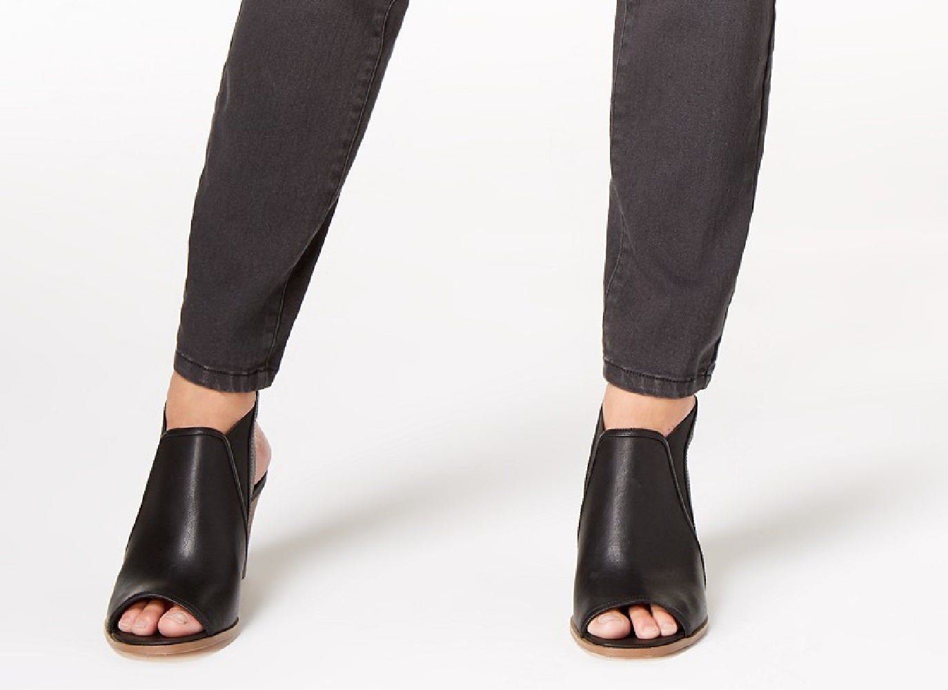 Calça jeans skinny feminina Style &amp; Co Curvy-Fit, preta, com manchas, tamanho 4