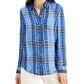 Camisa xadrez brilhante feminina Style &amp; Co, azul, tamanho pequeno