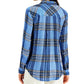 Camisa xadrez brilhante feminina Style &amp; Co, azul, tamanho pequeno