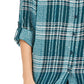 Camisa xadrez brilhante feminina Style &amp; Co, verde, tamanho pequeno