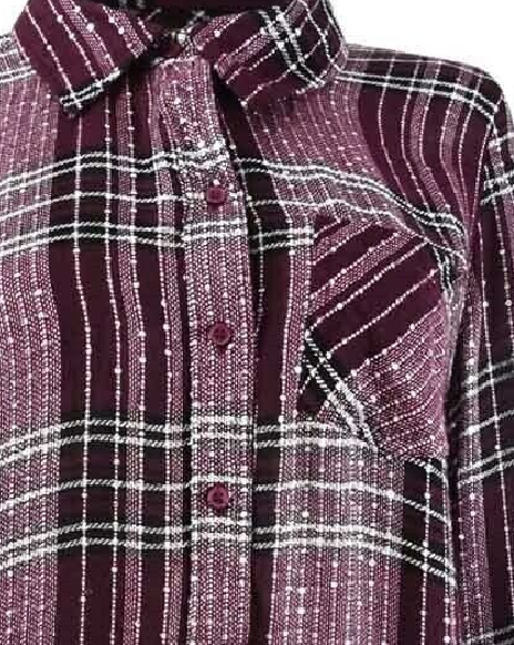 Camisa xadrez brilhante feminina Style &amp; Co vermelha tamanho pequeno