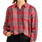 Camisa xadrez brilhante feminina Style &amp; Co vermelha tamanho extra pequeno
