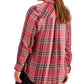 Camisa xadrez brilhante feminina Style &amp; Co vermelha tamanho extra pequeno