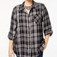 Camisa xadrez plus size feminina Style &amp; Co preta tamanho 0X