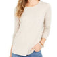 Blusa feminina de manga comprida e gola redonda, bege, tamanho 2XL, da Style &amp; Co