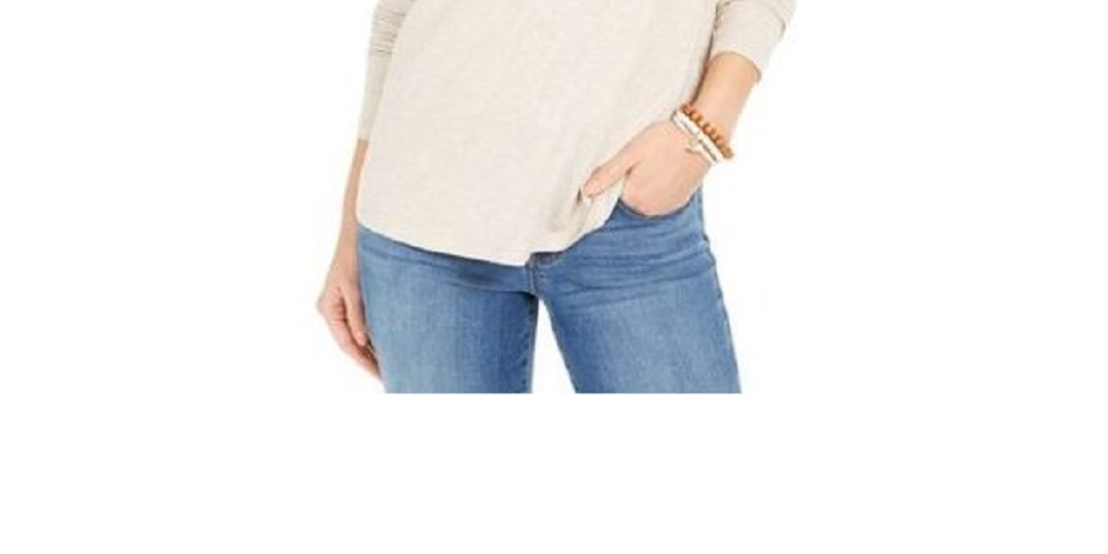 Blusa feminina de manga comprida e gola redonda, bege, tamanho 2XL, da Style &amp; Co