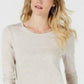 Blusa feminina de manga comprida e gola redonda, estilo &amp; co, marrom, tamanho grande