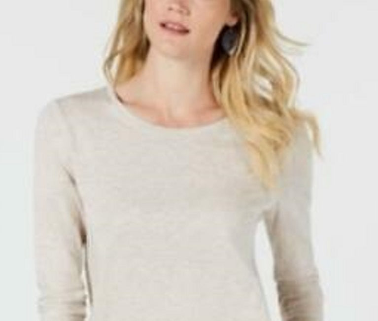 Blusa feminina de manga comprida e gola redonda, estilo &amp; co, marrom, tamanho grande