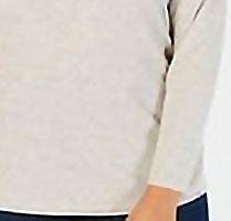 Blusa feminina de manga comprida e gola redonda, estilo &amp; co, marrom, tamanho médio