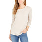 Blusa feminina de manga comprida e gola redonda Style &amp; Co, marrom, tamanho X-S