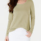 Blusa feminina de manga comprida e gola redonda estilo &amp; co, bege, tamanho extra grande