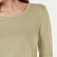 Blusa feminina de manga comprida e gola redonda estilo &amp; co, bege, tamanho extra grande