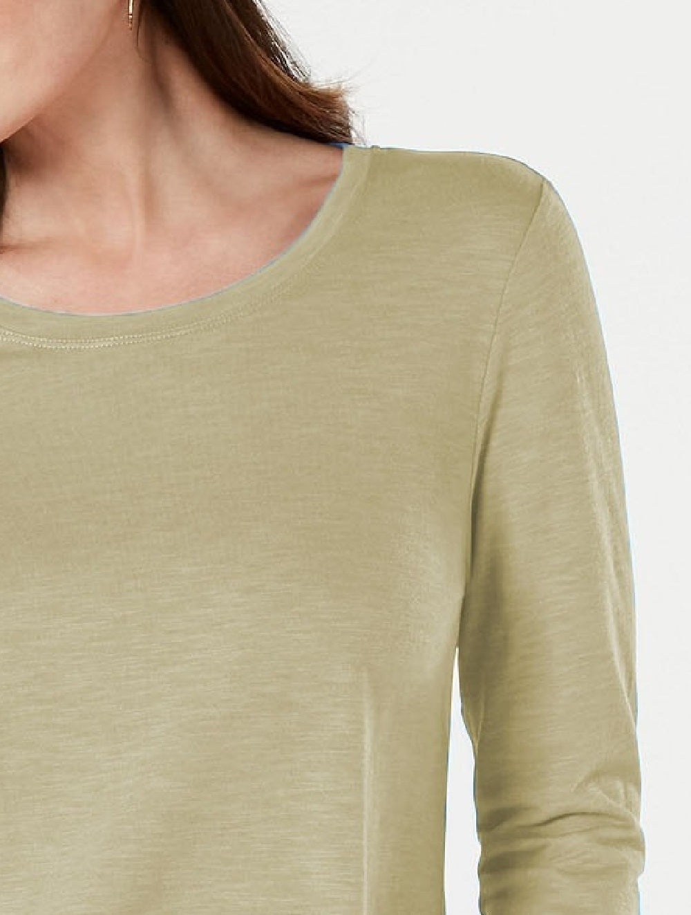 Blusa feminina de manga comprida e gola redonda estilo &amp; co, bege, tamanho extra grande