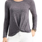 Blusa feminina de manga comprida e gola redonda, cor carvão, tamanho grande, estilo &amp; co