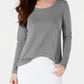 Blusa feminina de manga comprida e gola redonda, cor carvão, tamanho extragrande, da Style &amp; Co
