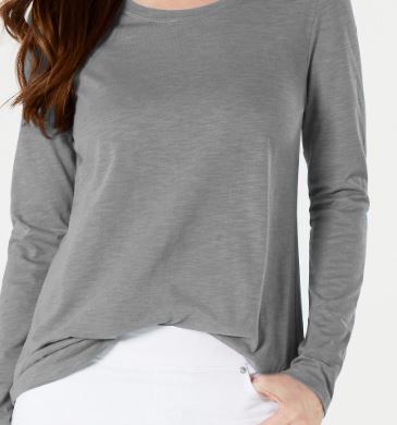 Blusa feminina de manga comprida e gola redonda, cor carvão, tamanho extragrande, da Style &amp; Co