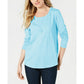 Camiseta feminina de manga comprida Style &amp; Co, azul claro, tamanho grande