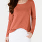Blusa feminina de manga comprida e gola redonda Style &amp; Co, tamanho médio, laranja