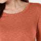 Blusa feminina de manga comprida e gola redonda Style &amp; Co, tamanho médio, laranja