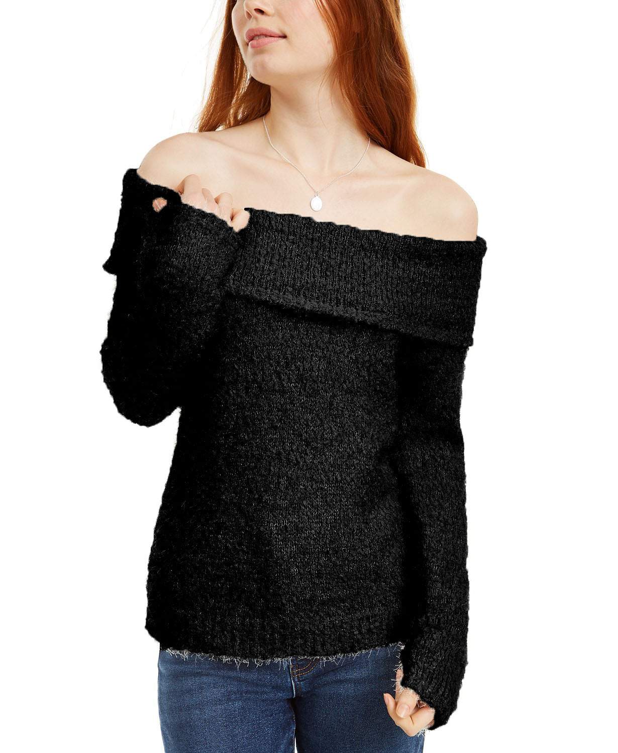 Suéter feminino de gola alta em chenille da INC International Concepts, preto, tamanho grande