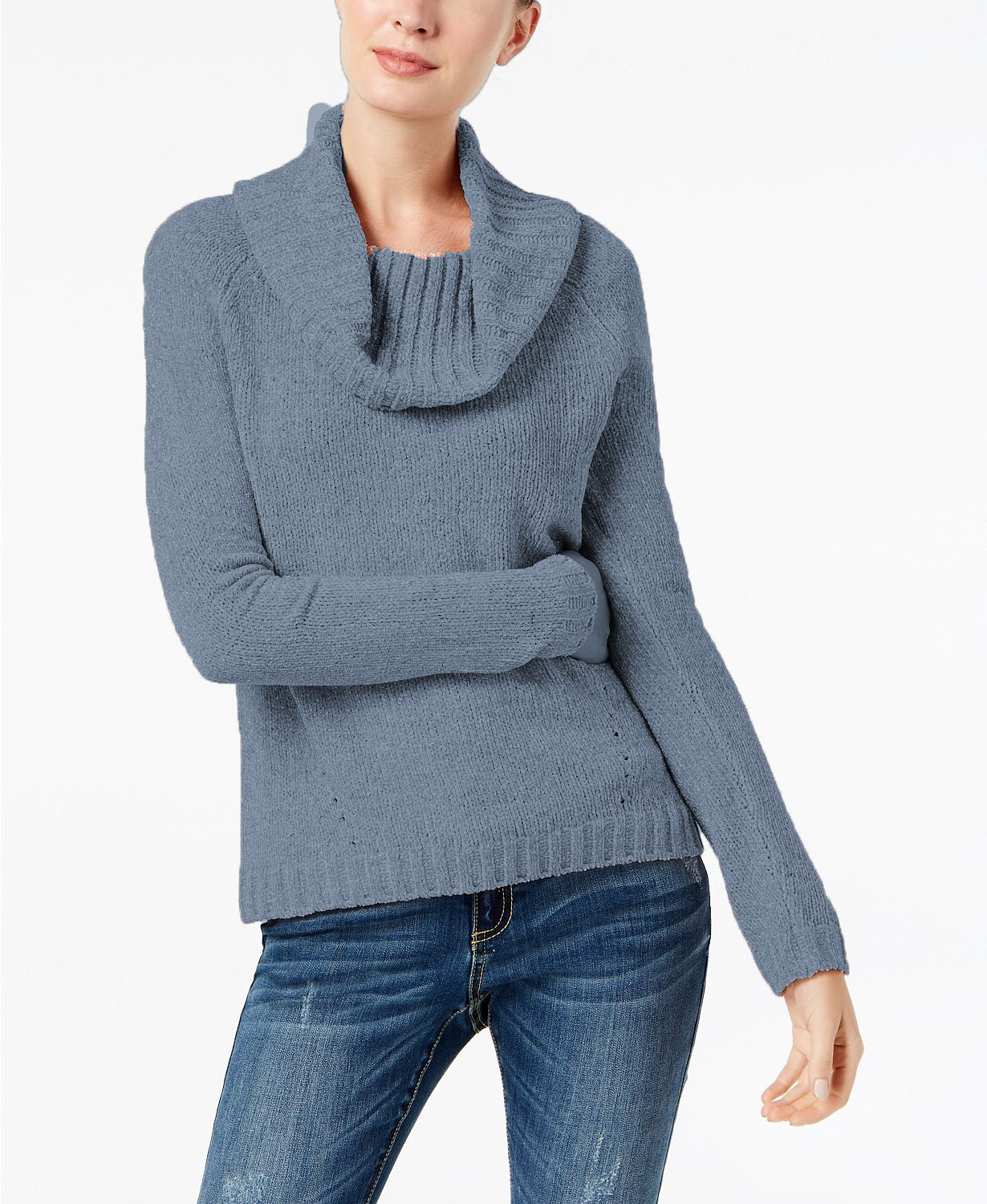 Suéter feminino de chenille com gola alta da INC International Concepts, tamanho extra pequeno, azul