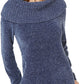 Suéter feminino de gola alta em chenille da INC International Concepts, tamanho grande, azul-marinho
