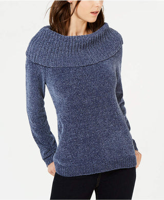 Suéter feminino de gola alta em chenille da INC International Concepts, tamanho médio, azul-marinho