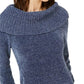 Suéter feminino de gola alta em chenille da INC International Concepts, tamanho médio, azul-marinho