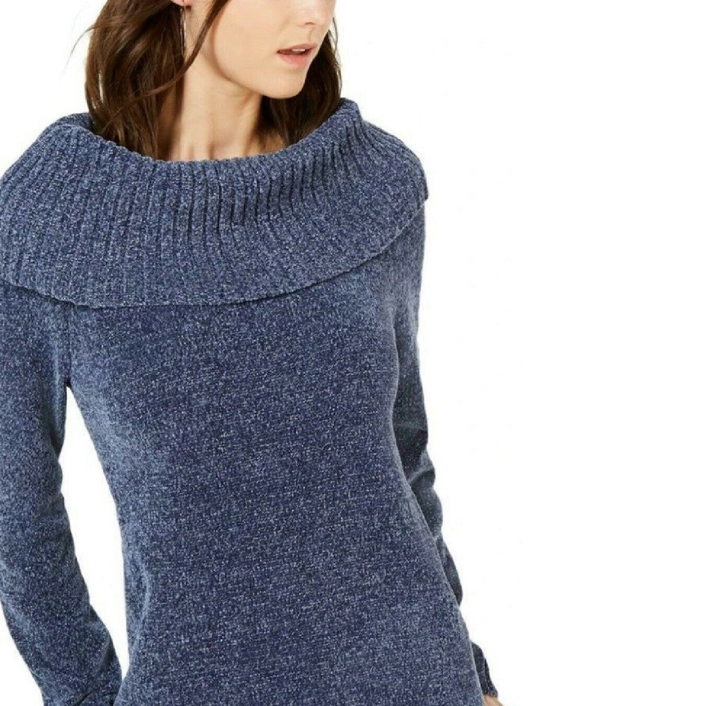 Suéter feminino de gola alta em chenille da INC International Concepts, azul, tamanho extragrande