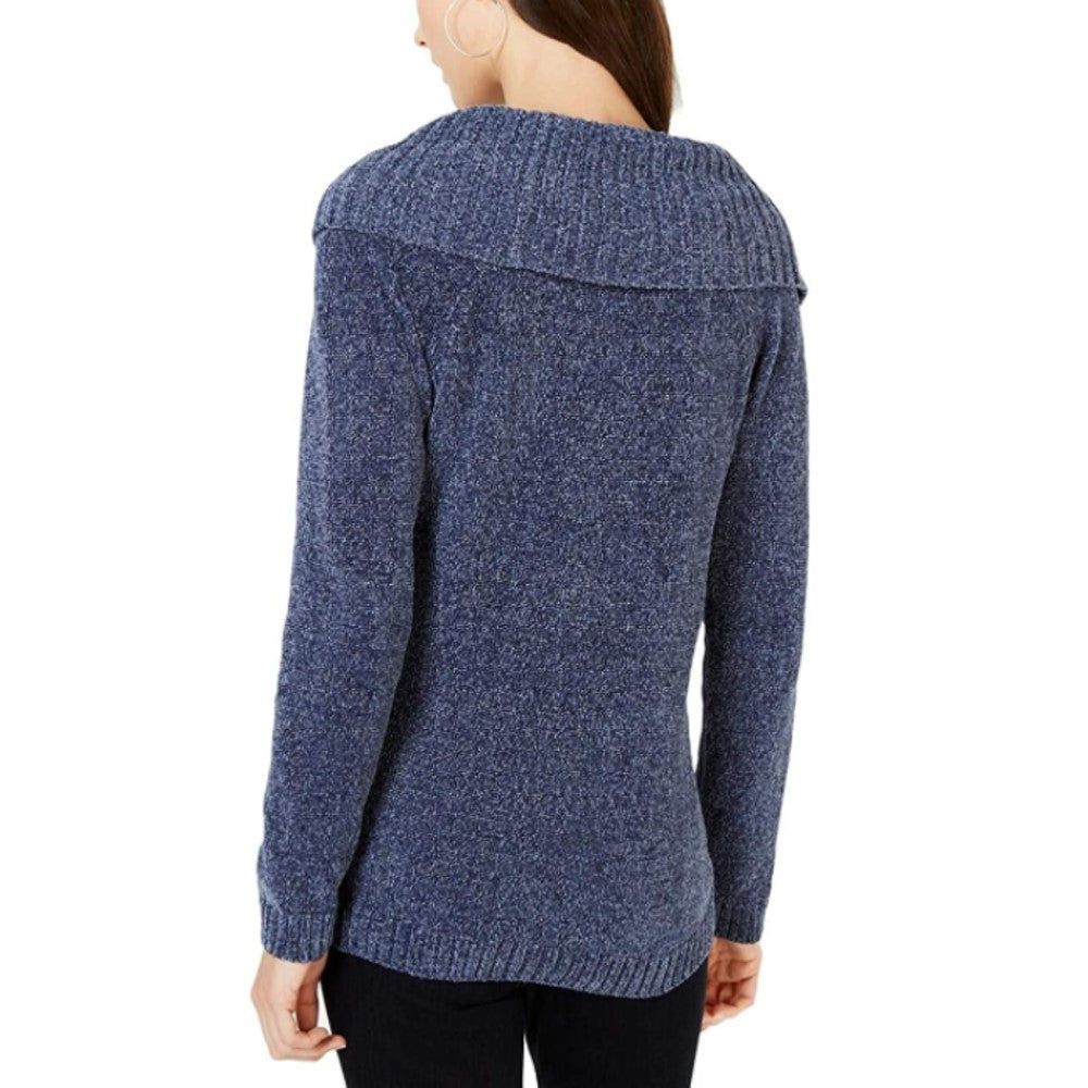 Suéter feminino de gola alta em chenille da INC International Concepts, azul, tamanho extragrande