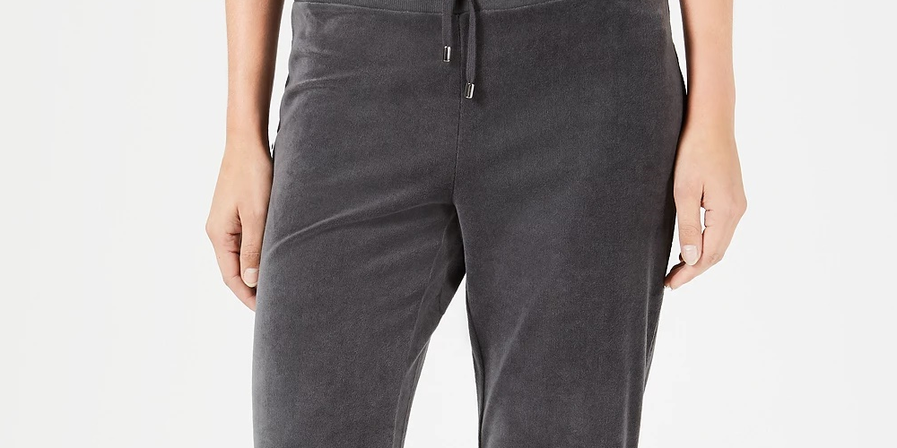 Calça feminina de veludo Charter Club, preta, tamanho grande