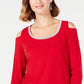 JM Collection Top feminino com decote profundo e ombros descobertos, vermelho, tamanho médio