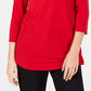 JM Collection Top feminino com decote profundo e ombros descobertos, vermelho, tamanho médio