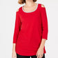JM Collection Top Feminino com Ombros De fora e Enfeites Vermelho Tamanho Pequeno Pequeno