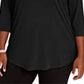Túnica feminina plus size com acabamento em diamante e ombros descobertos, preta, tamanho extra grande
